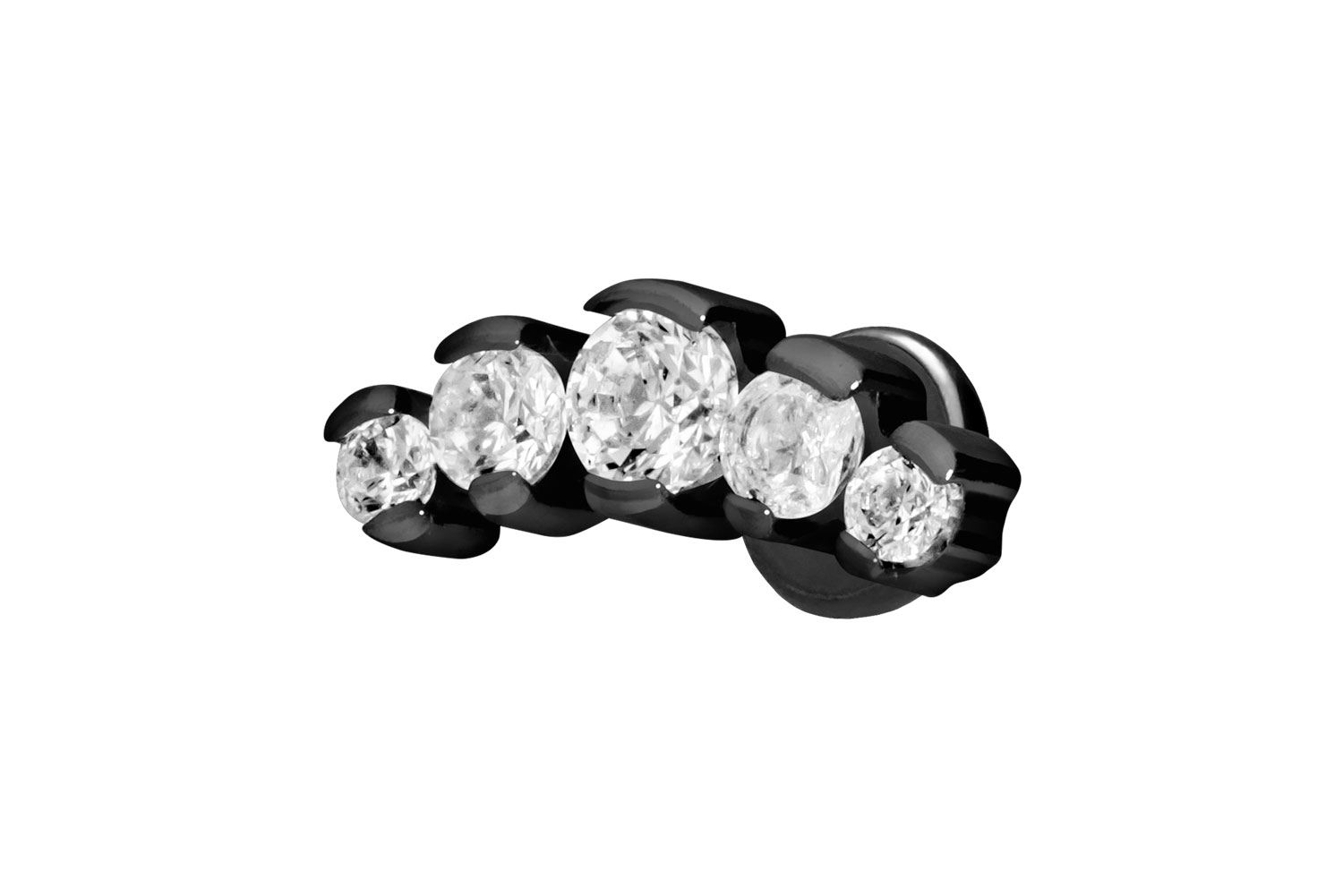 Titan Labret Piercing mit Push Fit 5 EINGEFASSTE KRISTALLE